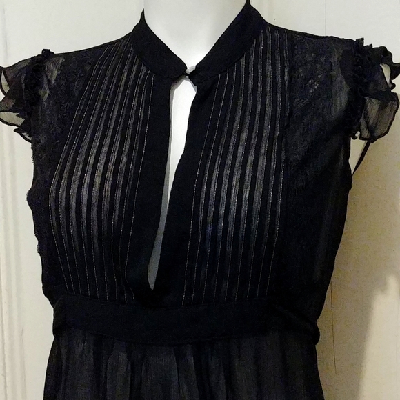 River Island UK Keyhole Tie Waist Blouse Goth Girl - Picture 3 of 7